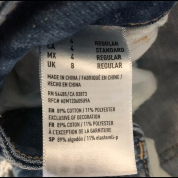 American Eagle Distressed Button Fly Tom girl Jeans L8 - Picture 7 of 8